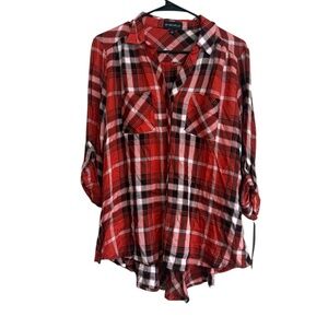 My Michelle Red and Black Plaid Button-Down Shirt